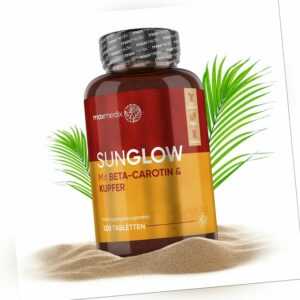 Sunglow Tabletten - 120Stk - Vitamin B3 B2 Kupfer - dunkler Teint Bräune - Vegan