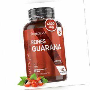 Guarana - 180 Kapseln - 4x Koffein als Kaffee - Gewichtsmanagement - Abnehmen