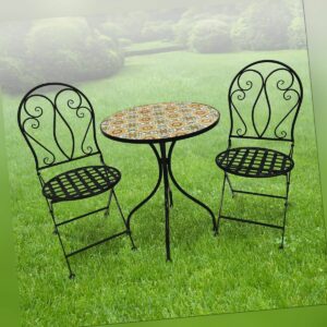 Mosaik Gartenset Gartenstühle Mosaiktisch wählbar Rustikal Rund klappbar