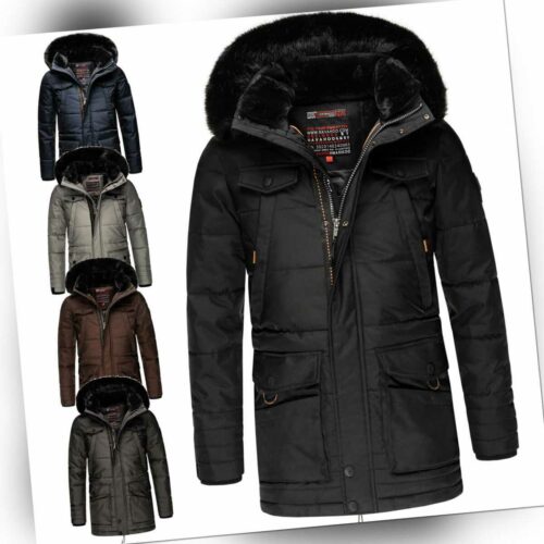 Navahoo Herren Winter Jacke Lange Parka Mantel Teddyfell Kapuze gefüttert Luaan