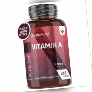 Vitamin A - 365Tabletten - 10.000IE vegan Vitamin A - normale Sehkraft - 1 Jahr