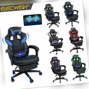 ELECWISH Massage Gaming Stuhl Bürostuhl Schreibtischstuhl Drehstuhl Chefsessel