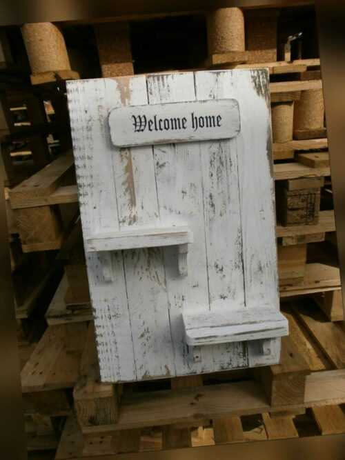 Regal Welcome home Shabby chic  Unikat  Palettenholz weiß für Haus und Garten