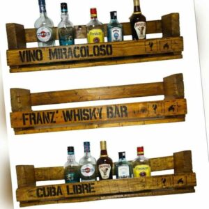 WuNSCHTeXT Flaschen Halter Regal Alkohol Schnaps Whisky Holz Gin Wein Bar Wand