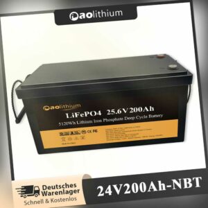 24V 200Ah LiFePO4 Deep Cycle Lithiumbatterie 3840Wh Solarzellen mit BMS