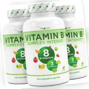 3x Vitamin B Komplex = 720 Kapseln Alle 8 B-Vitamine + Co-Faktoren - Hochdosiert