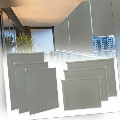 Grau Außenrollo UV-Schutz Balkon rollo Sichtschutz Senkrechtmarkise Verdunkelung