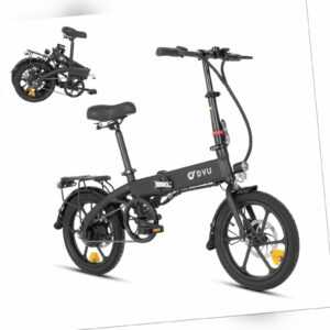 DYU A1F (2023) 16 Zoll Fahrrad EBike Elektrofahrrad, City Pendel Bike Schwarz