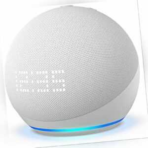 Amazon Echo Dot (5. Gen) mit Uhr in Weiß Smart Home WLAN Lautsprecher mit Alexa✅