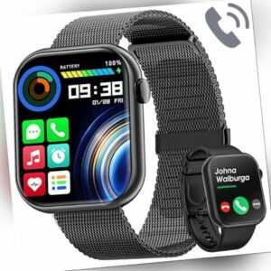 Smartwatch Herren Damen mit Telefonfunktion, 1.85'' Touchscreen Fitnessuhr G28M