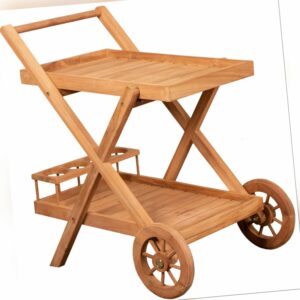 Teak Servierwagen Teewagen Gardissimo Holz Woodie Roll Wagen Beistell 2.WAHL
