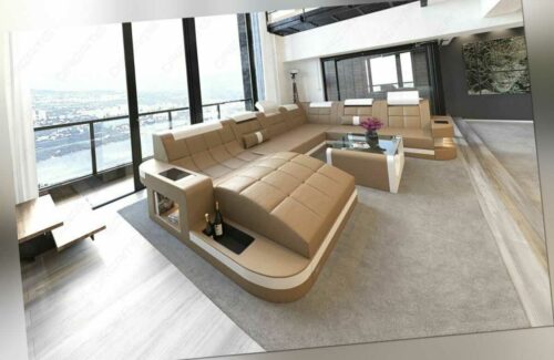 Big Sofa XL Eckcouch Luxus Wohnlandschaft Couchgarnitur Megasofa WAVE LED Lampen