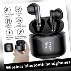 Bluetooth 5.3 Kopfhörer Bass LED Halb-In-Ear Kabellos Ohrhörer Touch Headset NEU