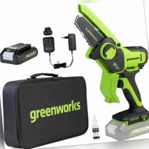 24V Akku Mini Kettensäge 10cm Greenworks G24MCS10 mit 2Ah Batterie und Ladegerät