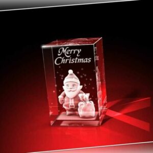 3D Glas Gravur Weihnachtsmann Quader Deko Weihnachten Bild Laser Kristallglas