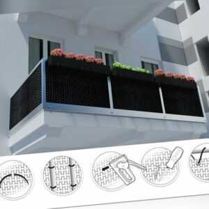 (17,79€/m2) Balkonverkleidung Balkon Sichtschutz Balkonbespannung schwarz