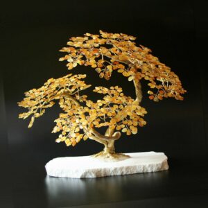 heliaden Goldener Glücksbaum Bonsai Bernsteinbaum VIII 20 cm Handmade