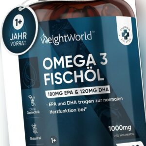 Omega 3 1000Mg Fischöl 400 Weichkapseln - 1+ Jahr Vorrat - Essentielle Fettsäure