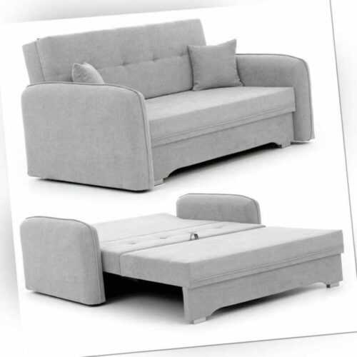 Praktisches Schlafsofa LINA Couch Schlaffunktion Bettkasten Gästebett Grau sofa