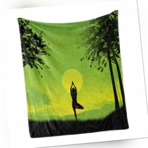 Yoga Weich Flanell Fleece Decke Sonnenuntergang Himmel im Wald