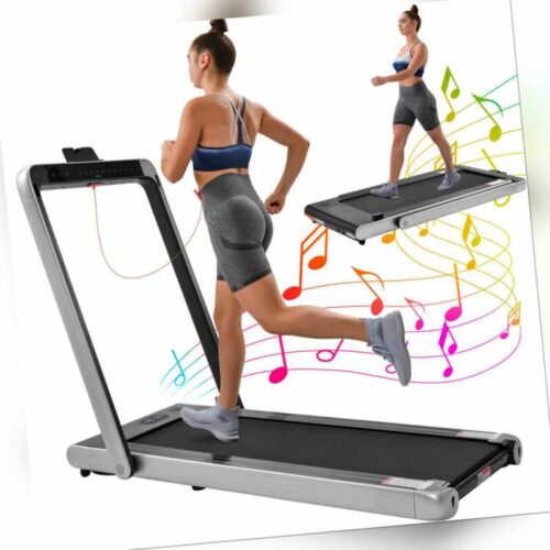 LCD Laufband Elektrisch Fitnessgerät Klappbar Heimtrainer 2,25 PS 12 km/h Silber