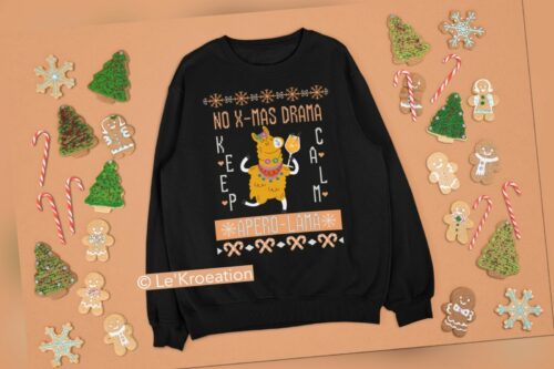 Süßer Weihnachtspullover Aperol Lama Drama - Ugly Christmas Sweater Pulli