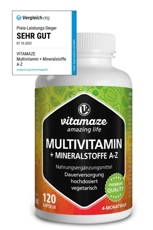 (177,04€/kg) Multivitamin A-Z + Mineralstoffe Komplex, 120 vegetarische Kapseln