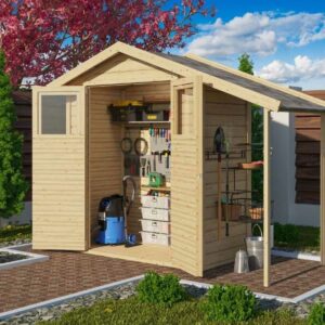 Gartenhaus Holz 14mm Gerätehaus Geräteschuppen Dana naturbelassen Karibu