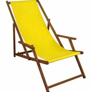Holz-Liegestuhl Zubehör nach Wahl Stofffarbe gelb Gartenliege Campingstuhl