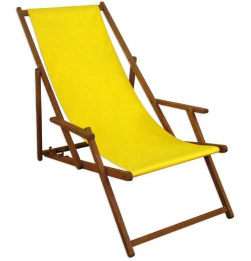 Holz-Liegestuhl Zubehör nach Wahl Stofffarbe gelb Gartenliege Campingstuhl