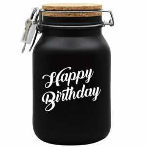 Spardose Geld Geschenk Ideen Happy Birthday Schwarz Größe XL 2 Liter