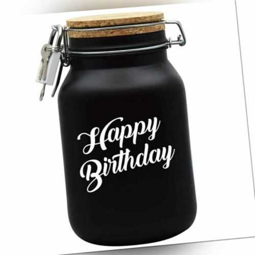 Spardose Geld Geschenk Ideen Happy Birthday Schwarz Größe XL 2 Liter