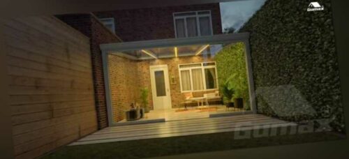 Aluminium Terrassenüberdachung  Modern 400x300cm 6 LED Anthrazit Gumax Alu