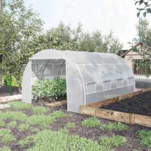 Outsunny 3,97 x 3 x 2m Gewächshaus Foliengewächshaus mit UV-Schutz für Garten