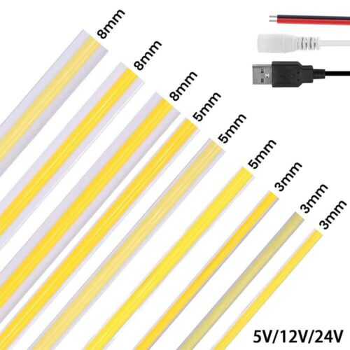 COB LED Streifen WW/NW/CW Lichtband Stripe Lichterkette Selbstklebend 5V 12V 24V