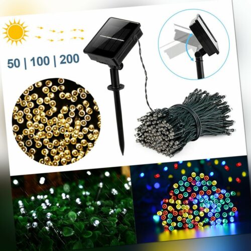 50-500 LED Solar Lichterkette Außen Lichterkette Garten Party weihnachtsdeko NEU