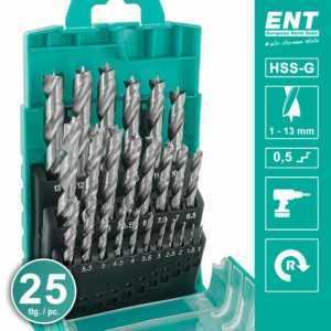 ENT 09225 25-tlg. HSS-G Holzbohrer-Set -  1 - 13mm 0,5 mm Schritte