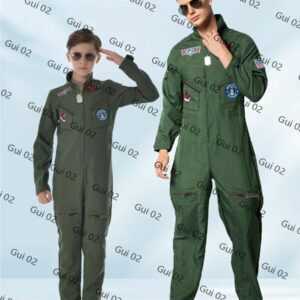 Karneval Pilotenuniform Armeegrün TOPGUN Kostüm Cosplay Militäruniform Erwachsen