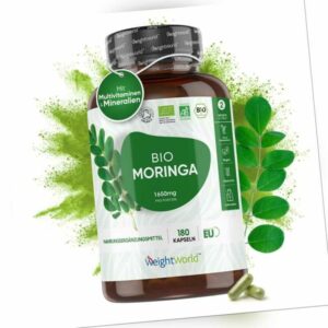 Moringa - 180 bio Kapseln - Vitamin C, Vitamin A & Eisen - zum Abnehmen - Vegan