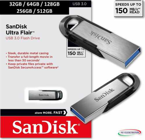 USB-Stick SanDisk Ultra Flair 16GB 32GB 64GB 128GB 256GB 512GB Flash Drive 3.0