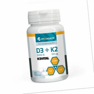 FP24 Health Vitamin D3+K2 - 365 Tabletten - Vitamin D3 5000IE - Vitamin K2 100µg