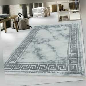 Designer Teppich 200 x 290 cm Silber/Grau A3818 Wohnzimmer