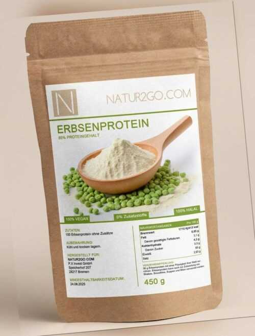 Erbsenprotein/ Erbsenpulver mit 85g hochwertigem veganem Eiweiß 900g/0,9KG HALAL