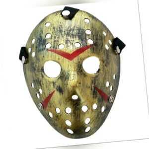 Jason Hockey Maske Horror Voorhees Freitag der 13. Halloween Vintage Gold