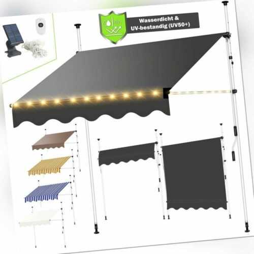 Klemmmarkise Sonnenschutz Markise 150-400cm LED Balkon Terasse Fenstermarkise