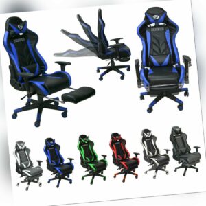 Bürostuhl Gaming Schreibtischstuhl Drehstuhl Race Chair Sportsitz + Beinauflage