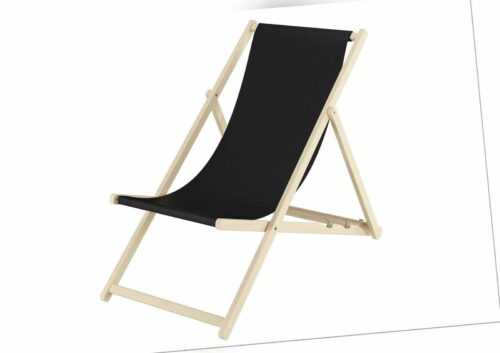 Holz-Liegestuhl klein ohne Zubehör oder groß  Zubehör nach Wahl Stoff schwarz