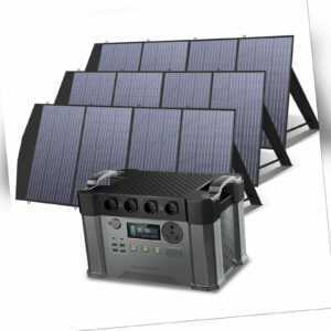 2400W Solargenerator Mobiler Stromspeicher Power Station mit 3x 200W SolorPanel