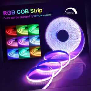 COB LED RGB 5m Streifen Stripe Band Licht 12V 24V Lichtpunkte Dimmbar Leiste DHL