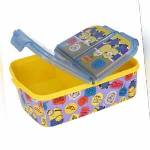 Minions Kinder Premium Brotdose Lunchbox Frühstücks-Box Vesperdose mit 3 Fächern